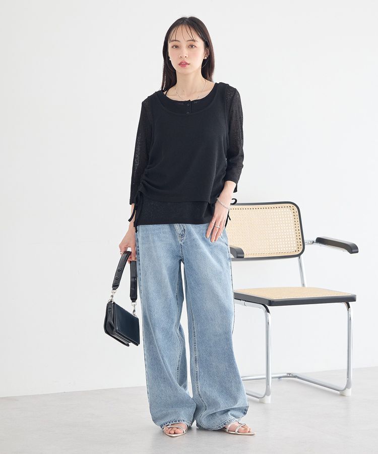 earth music&ecology「SET2点ギャザータンク＋ヘンリーネックプルオーバー」|Tシャツ・カットソー|