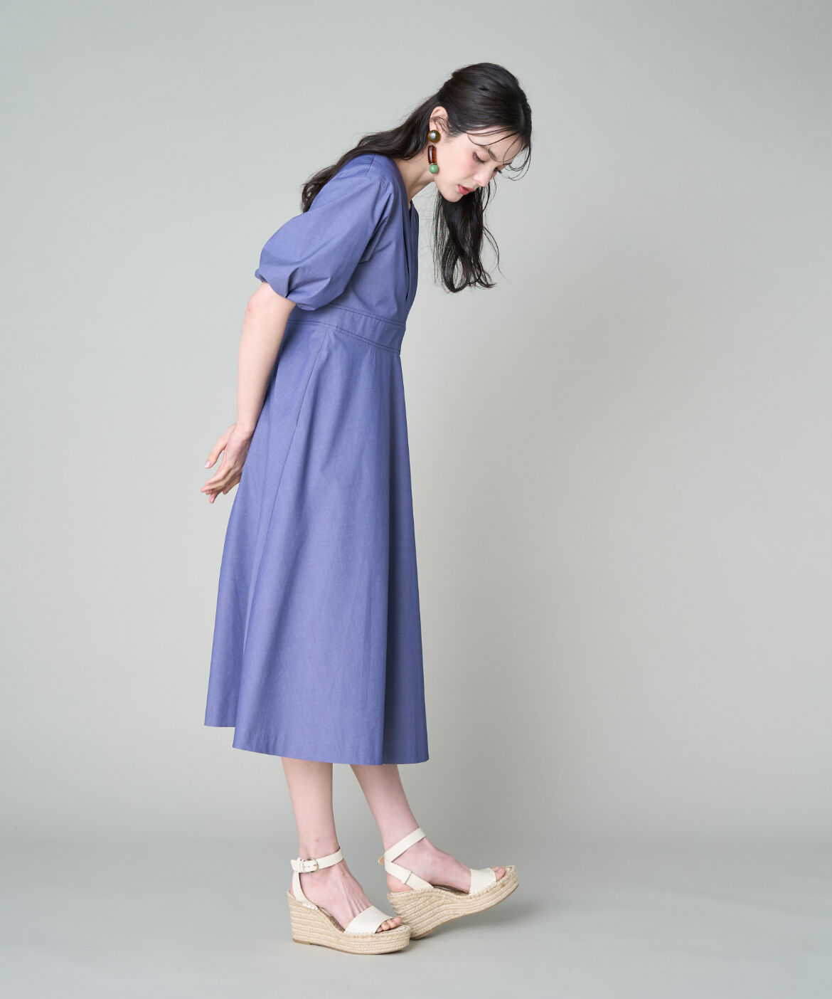 Maglie le cassetto「Vネックフレアワンピース」|ワンピース|