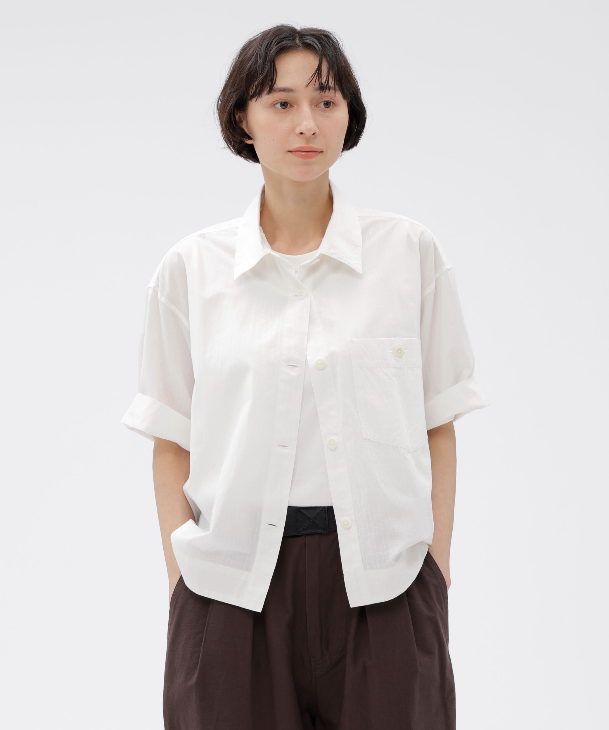 MHL.「TINY GINGHAM COTTON SHIRT」|シャツ・ブラウス|WHITE