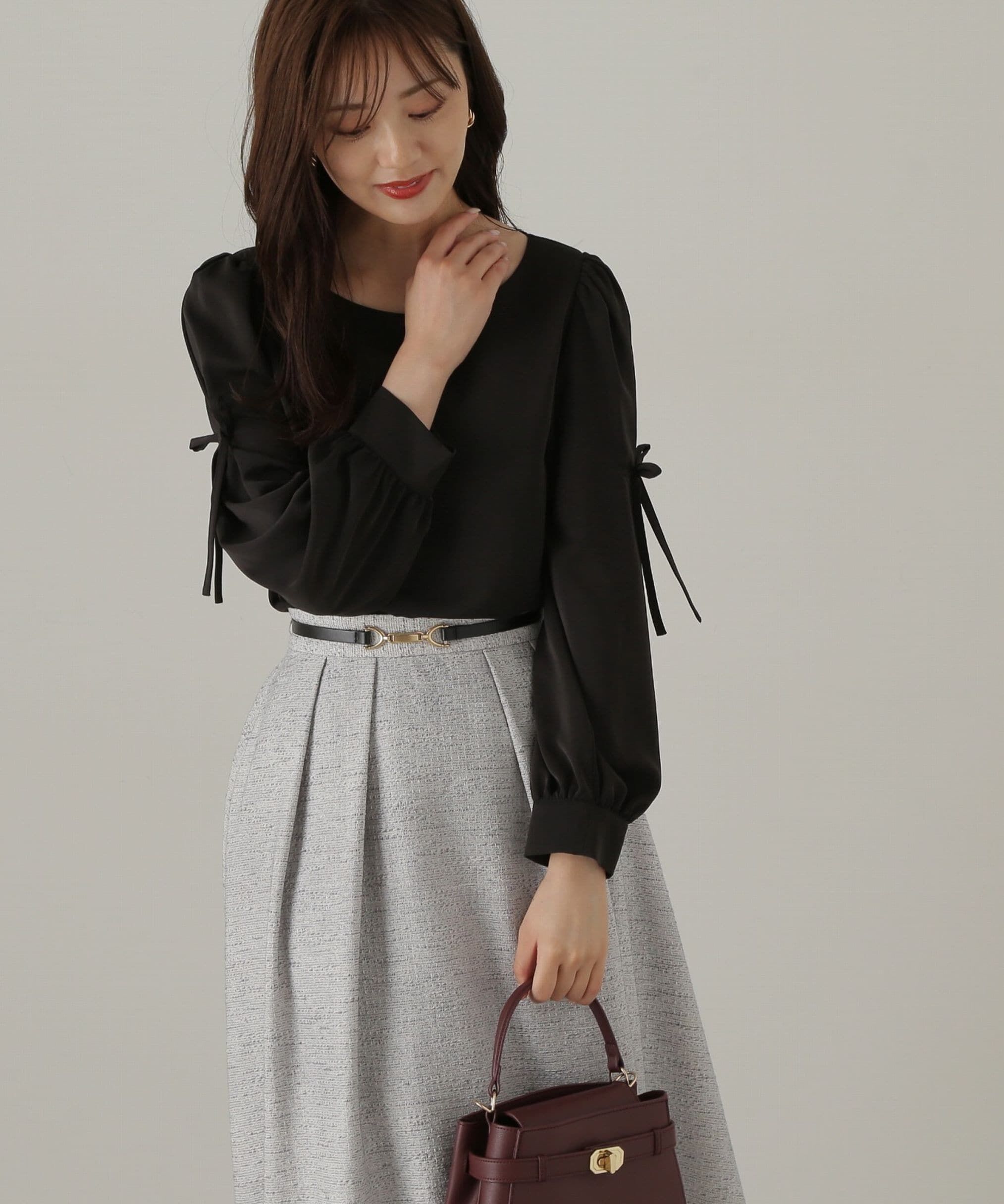 PROPORTION BODY DRESSING「タックリボンスリーブブラウス24AW」|シャツ・ブラウス|ブラック