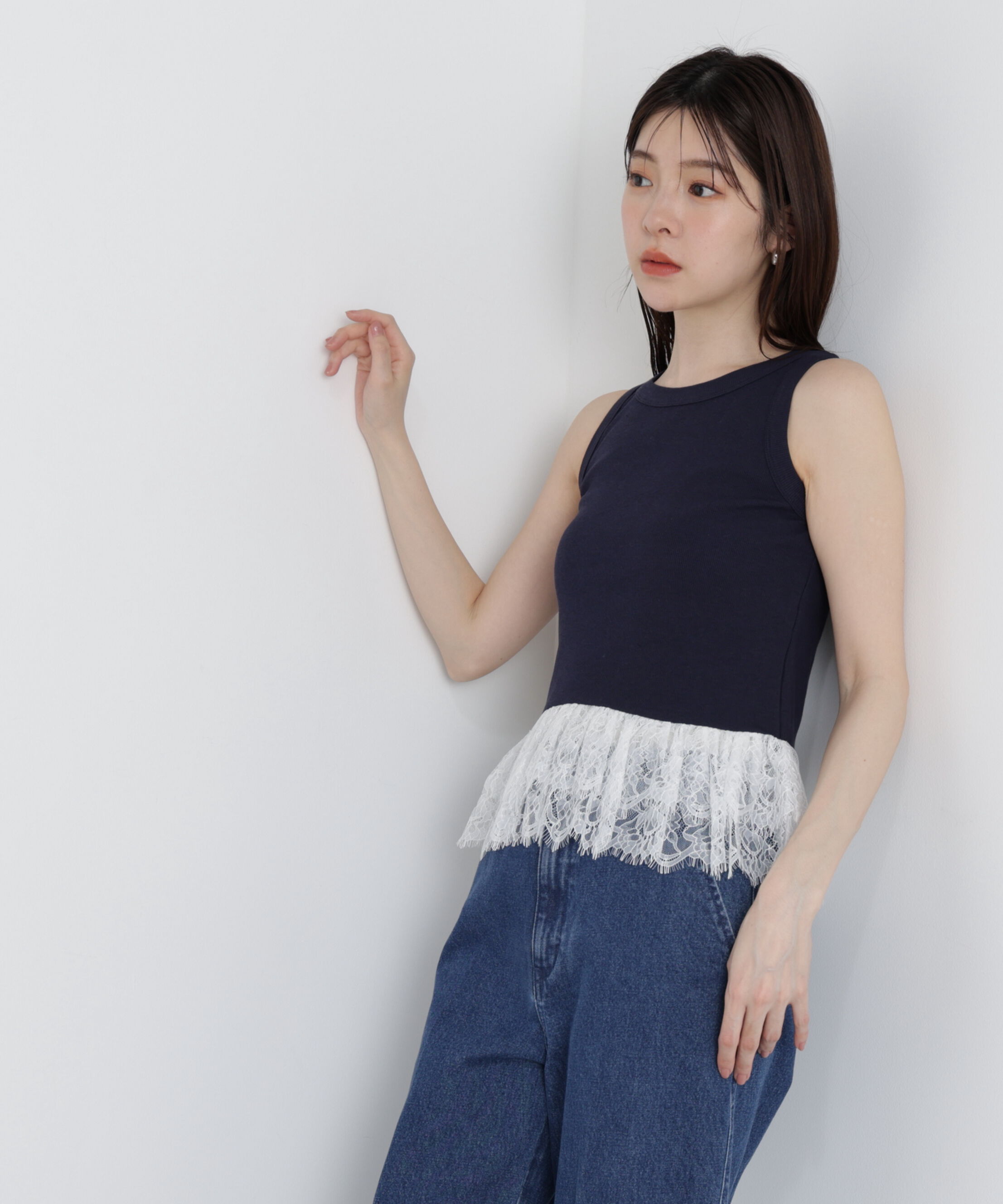 PROPORTION BODY DRESSING「〈a/mie〉レースペプラムタンク」|Tシャツ・カットソー|
