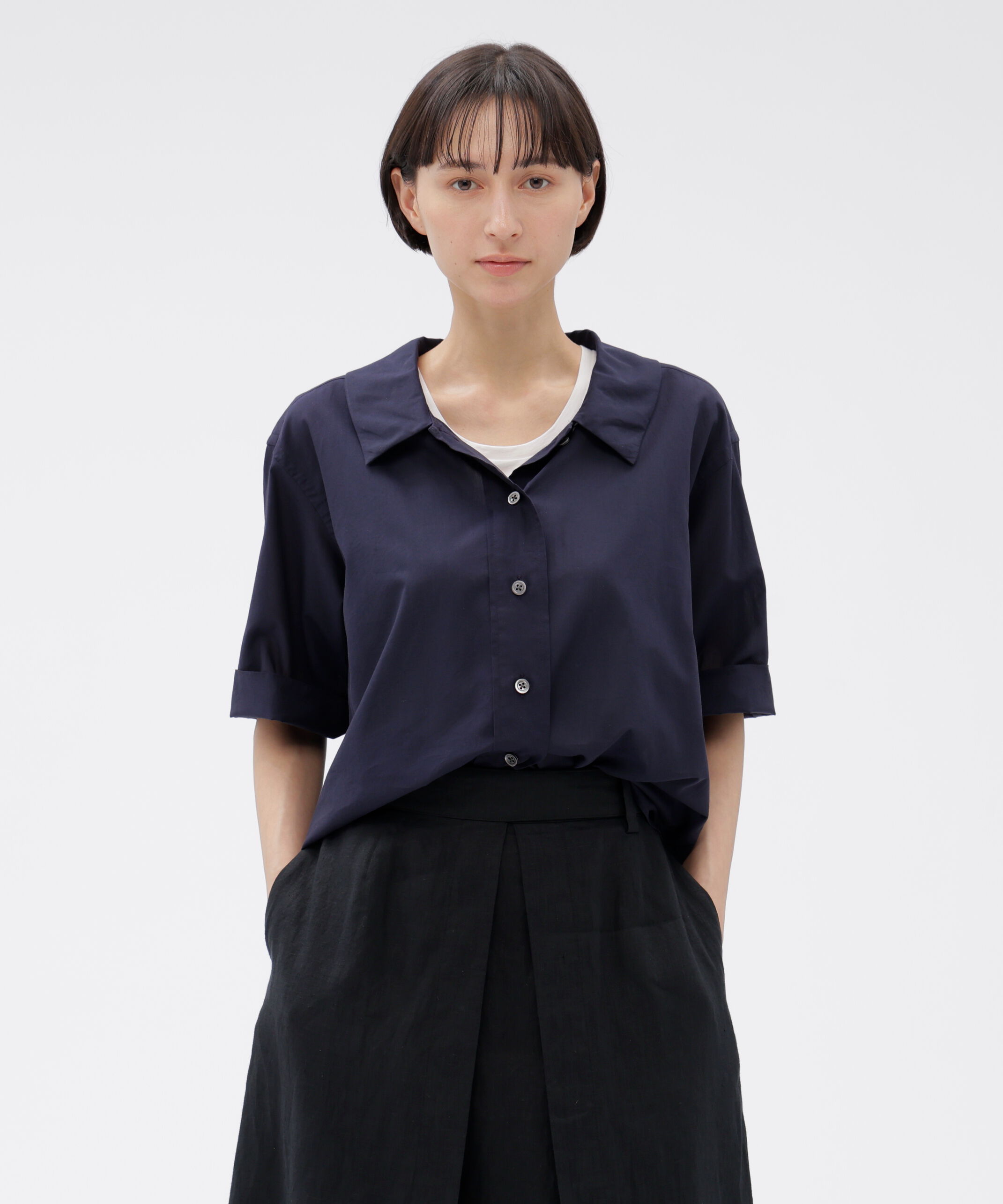  「WASHED COTTON SHIRT」|シャツ・ブラウス|NAVY