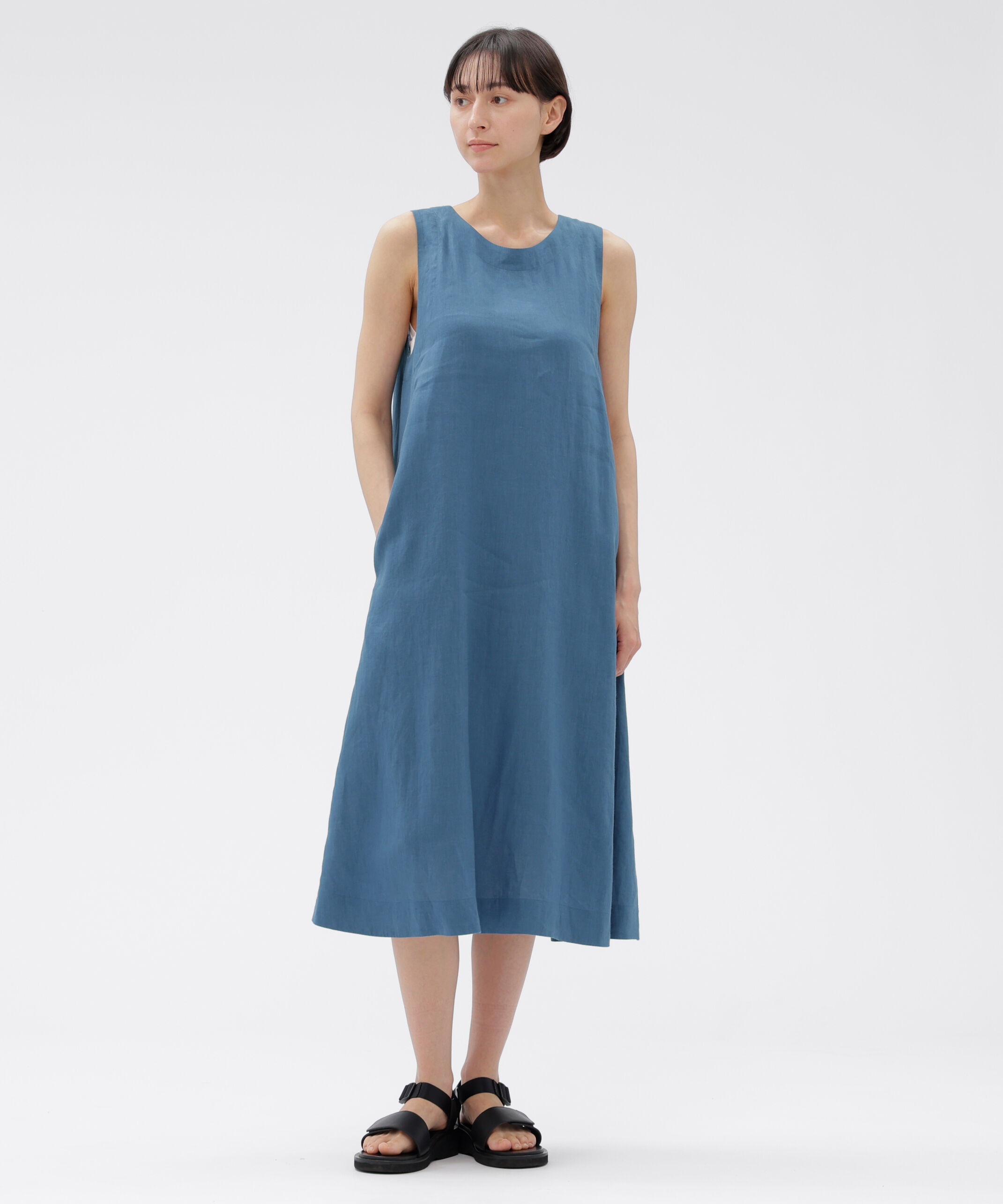  「LIGHTWEIGHT LINEN DRESS」|ワンピース|BLUE