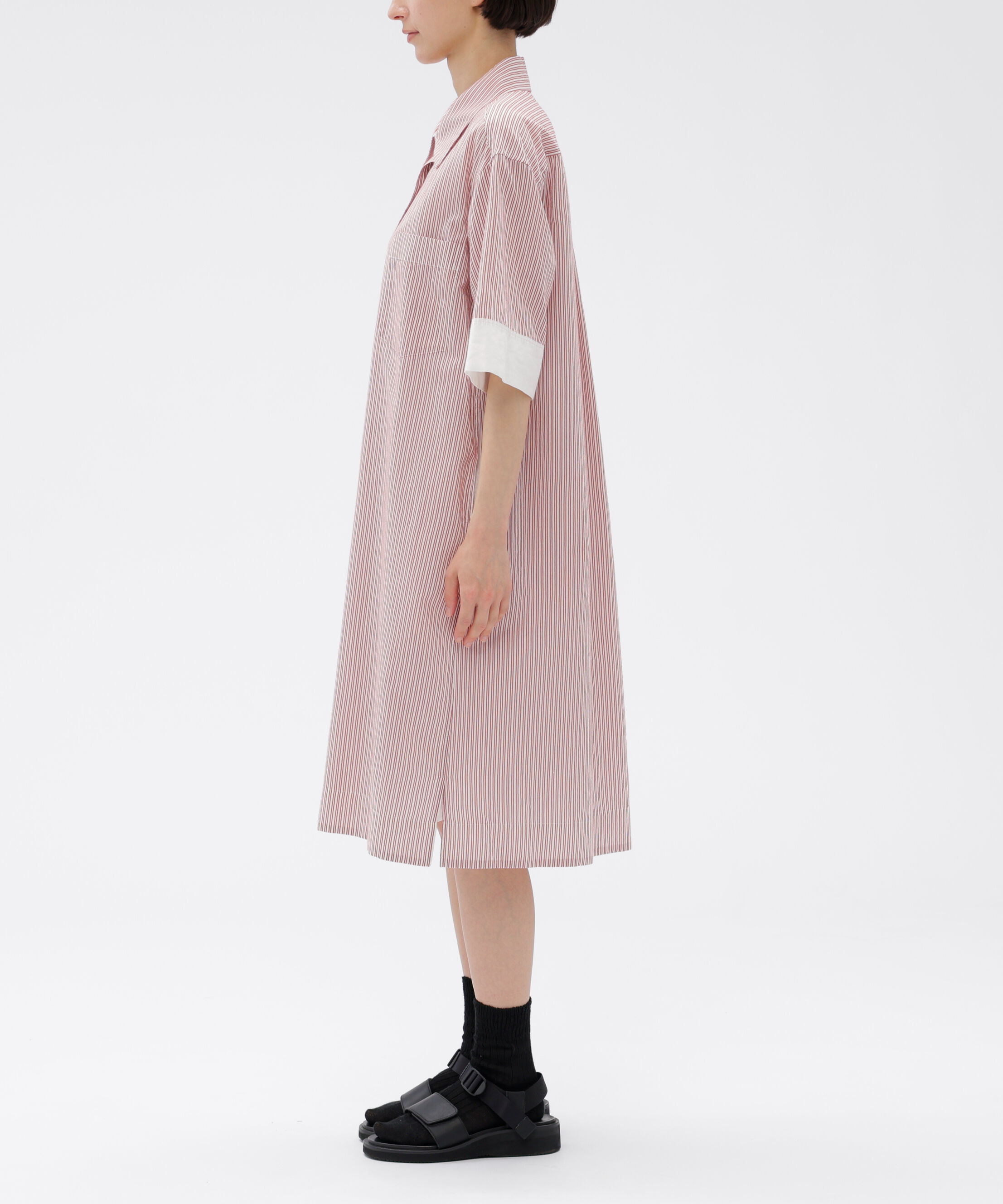  「DOUBLE STRIPE COTTON SILK DRESS」|ワンピース|