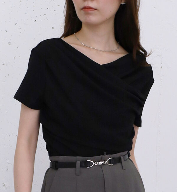 archives「【ＯＮかわ】ハーフスリーブクロスタックドレープオフショルＴＯＰＳ」|Tシャツ・カットソー|
