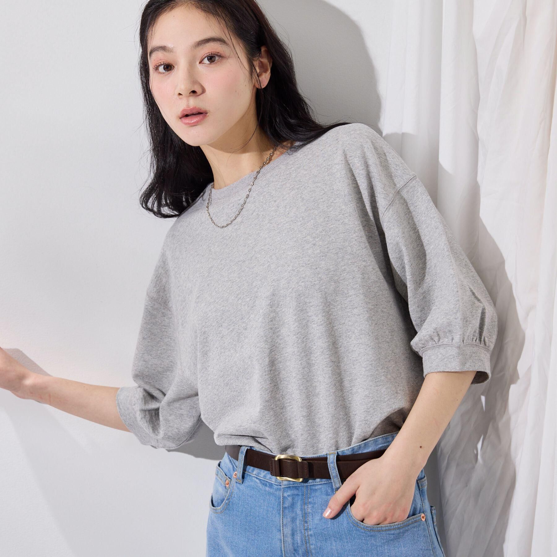 Dessin「【新色追加／360度可愛い】バックヘンリーカットソー5分袖」|Tシャツ・カットソー|