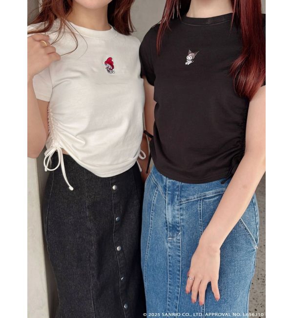 MERCURYDUO「【メロクロコラボ】マイメロディワンポイント刺繍クロップドTシャツ」|Tシャツ・カットソー|