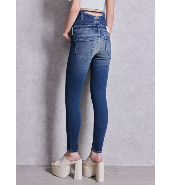 GYDA「ハイウエストsacred edge crossフロントZIPレースアップスキニーデニムパンツ」|デニム|