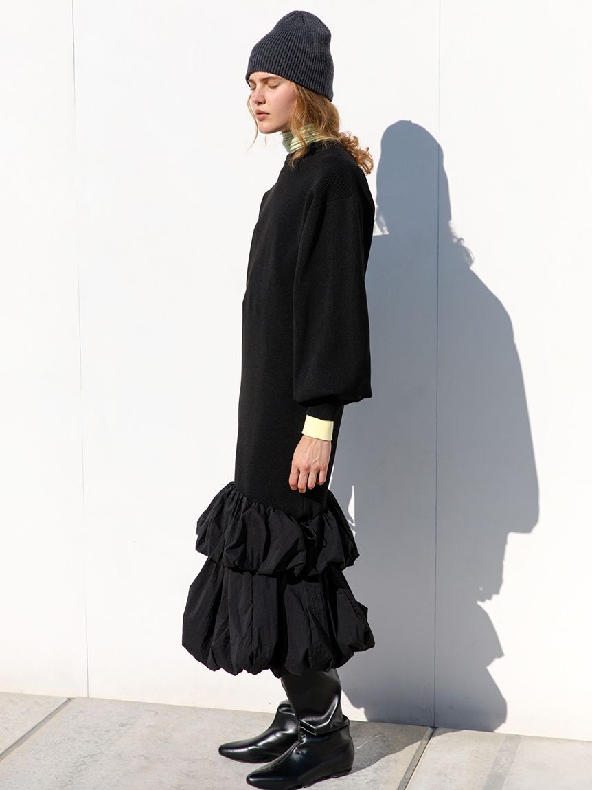 emmi atelier「ニットタフタドッキングOP」|ワンピース|
