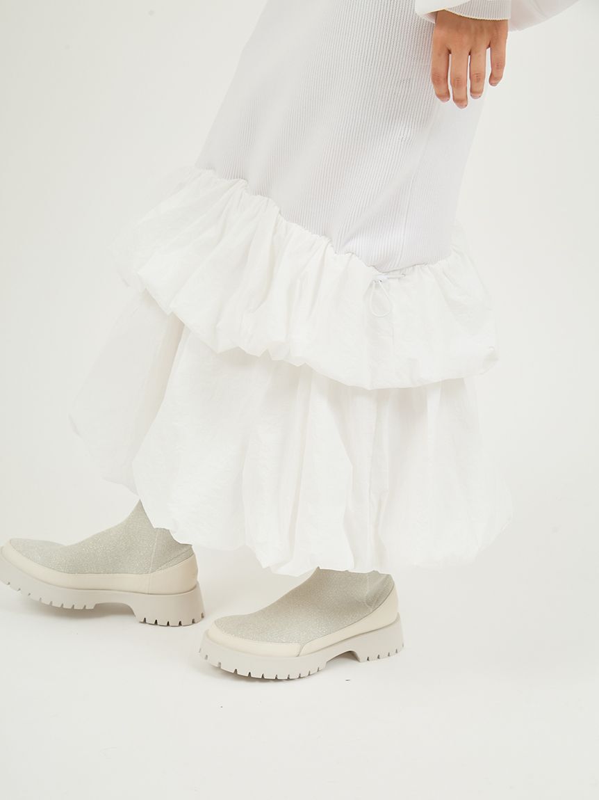 emmi atelier「ニットタフタドッキングOP」|ワンピース|