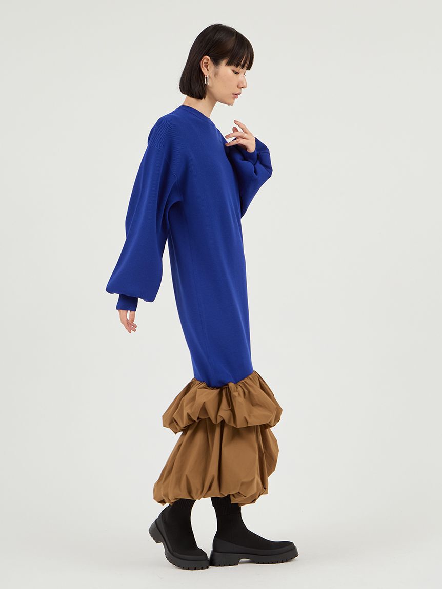 emmi atelier「ニットタフタドッキングOP」|ワンピース|
