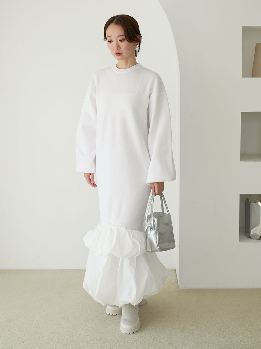 emmi atelier「ニットタフタドッキングOP」|ワンピース|