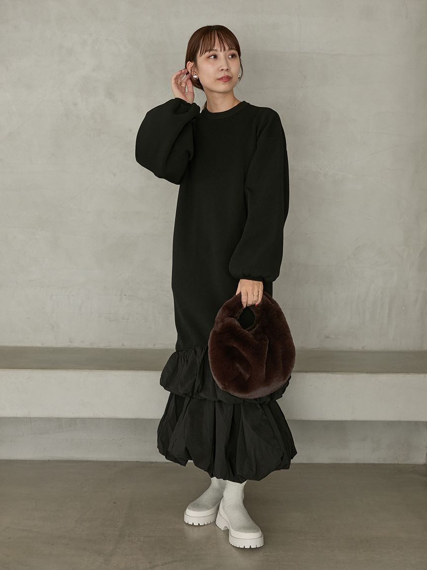 emmi atelier「ニットタフタドッキングOP」|ワンピース|