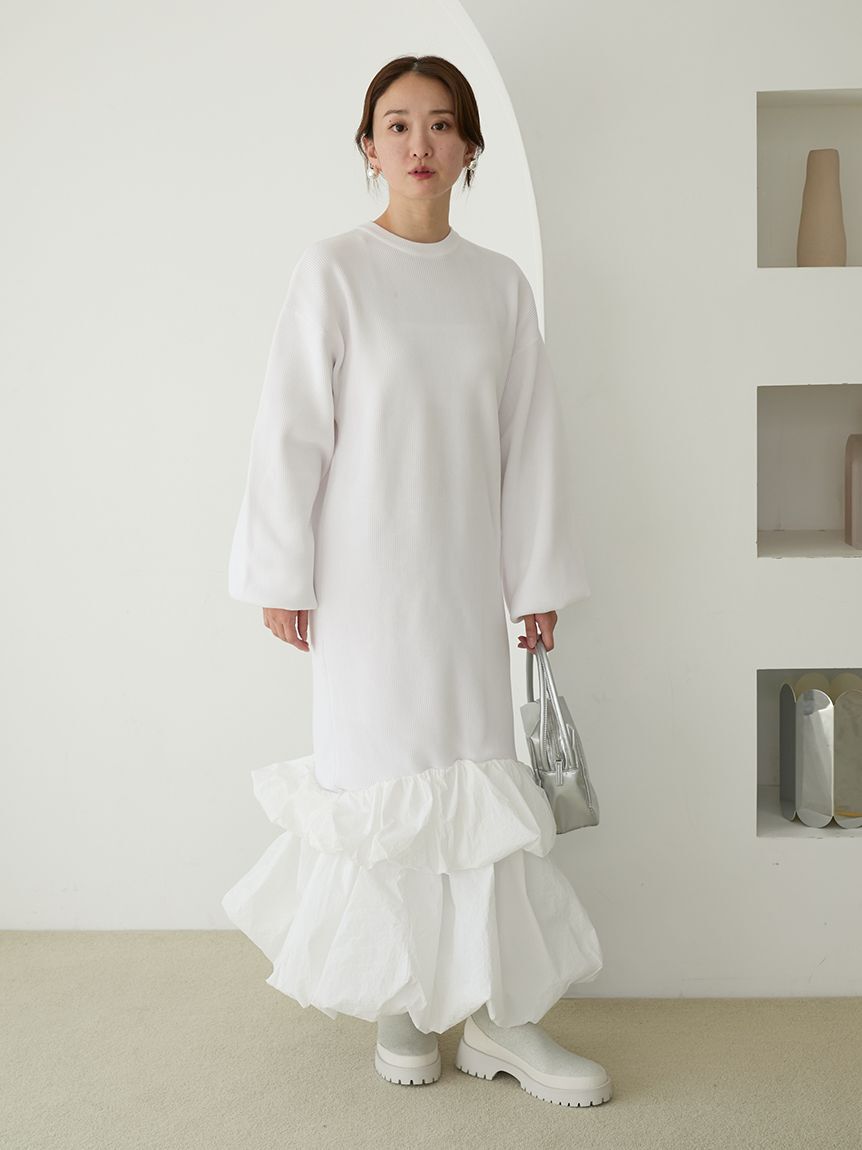 emmi atelier「ニットタフタドッキングOP」|ワンピース|