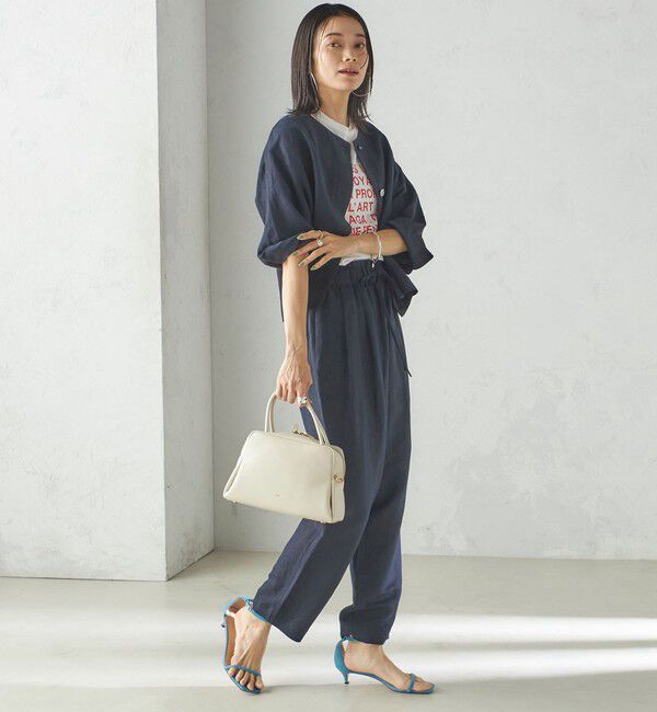 SHIPS for women「SHIPS Primary Navy Label:麻 レーヨン ノーカラー 羽織」|シャツ・ブラウス|