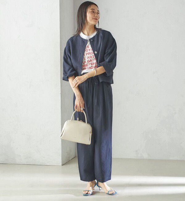 SHIPS for women「SHIPS Primary Navy Label:麻 レーヨン ノーカラー 羽織」|シャツ・ブラウス|
