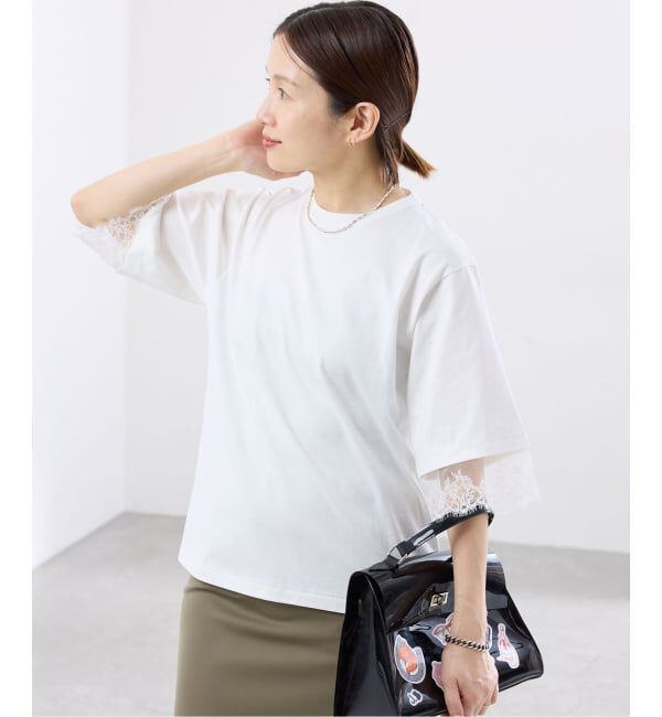 IENA「リバーレースコンビTシャツ」|Tシャツ・カットソー|