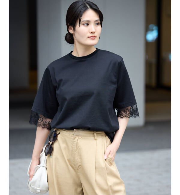 IENA「リバーレースコンビTシャツ」|Tシャツ・カットソー|
