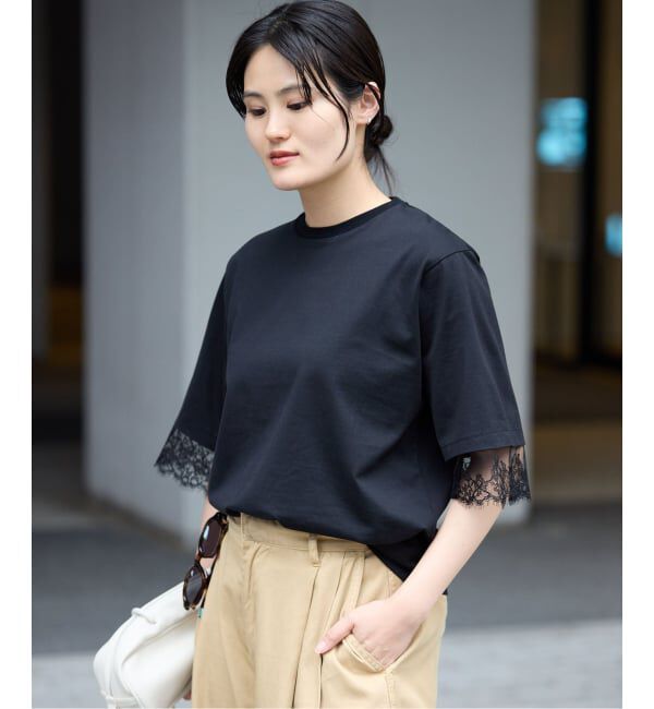 IENA「リバーレースコンビTシャツ」|Tシャツ・カットソー|