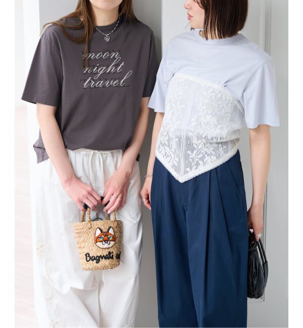 U by SPICK&SPAN「《予約 / 3点セット》Two Tシャツ/レーススカーフ SET」|Tシャツ・カットソー|グレー