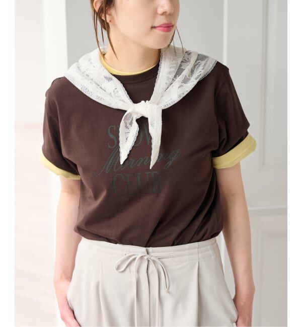 U by SPICK&SPAN「《予約 / 3点セット》Two Tシャツ/レーススカーフ SET」|Tシャツ・カットソー|