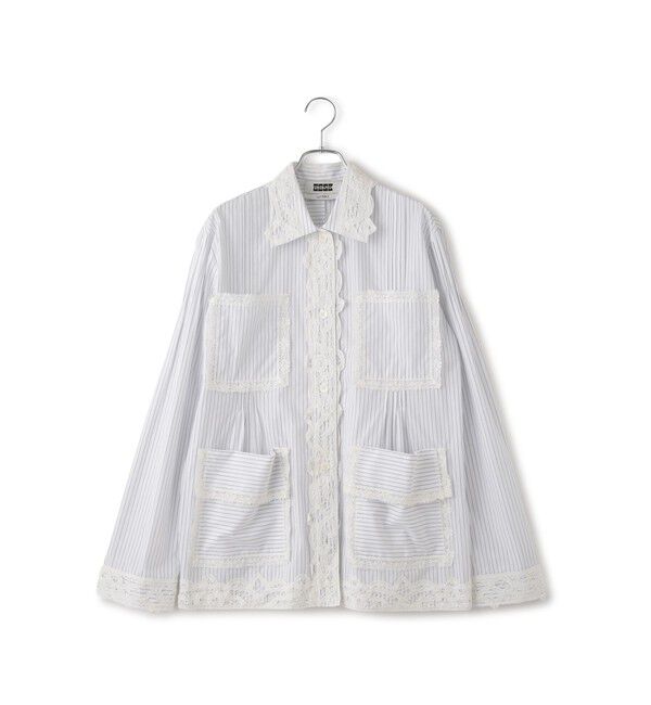 SALON adam et rope'「【J'aDoRe・一部店舗限定】【MAISON EENK（メゾン インク）】Lace Trim Shirts with Pocket」|シャツ・ブラウス|