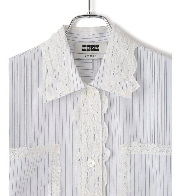 SALON adam et rope'「【J'aDoRe・一部店舗限定】【MAISON EENK（メゾン インク）】Lace Trim Shirts with Pocket」|シャツ・ブラウス|