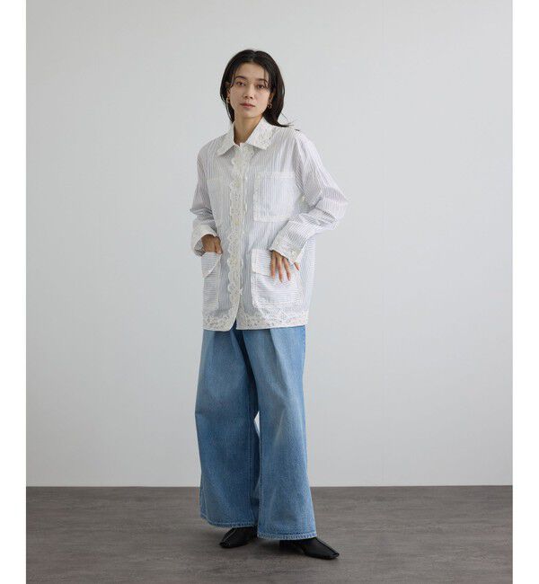 SALON adam et rope'「【J'aDoRe・一部店舗限定】【MAISON EENK（メゾン インク）】Lace Trim Shirts with Pocket」|シャツ・ブラウス|