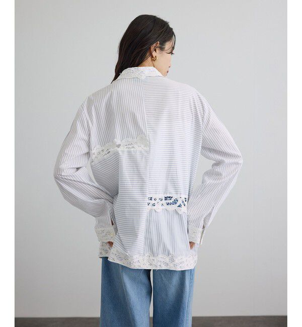 SALON adam et rope'「【J'aDoRe・一部店舗限定】【MAISON EENK（メゾン インク）】Lace Trim Shirts with Pocket」|シャツ・ブラウス|