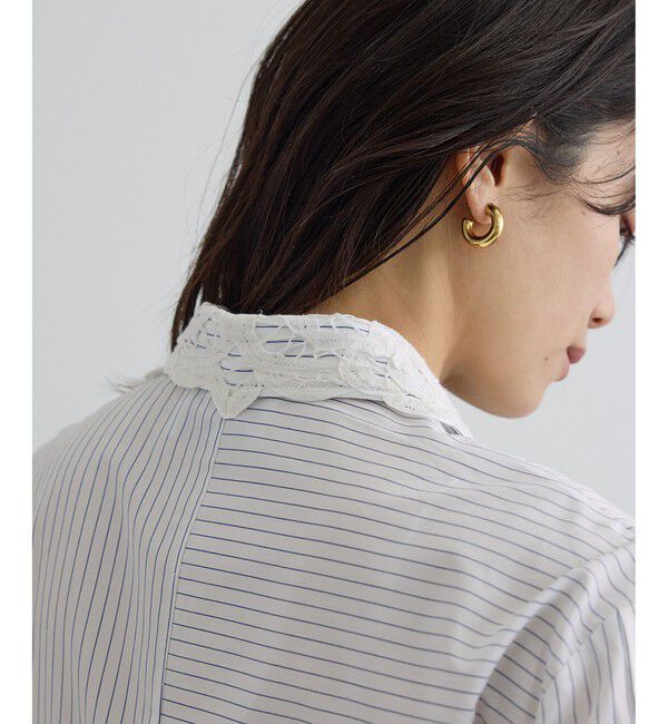 SALON adam et rope'「【J'aDoRe・一部店舗限定】【MAISON EENK（メゾン インク）】Lace Trim Shirts with Pocket」|シャツ・ブラウス|