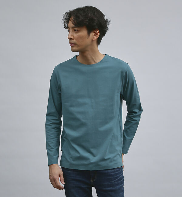 ABAHOUSE「【ノンストレス】定番 / COTTON LYCRA 圧着 クルーネック 長袖 T」|Tシャツ・カットソー|