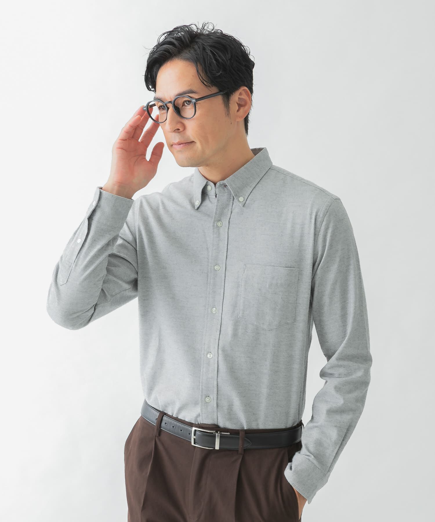 URBAN RESEARCH ROSSO「『抗菌 / 防臭』『XXLサイズあり』ハイパフォーマンスフランネルシャツ」|シャツ・ブラウス|グレー