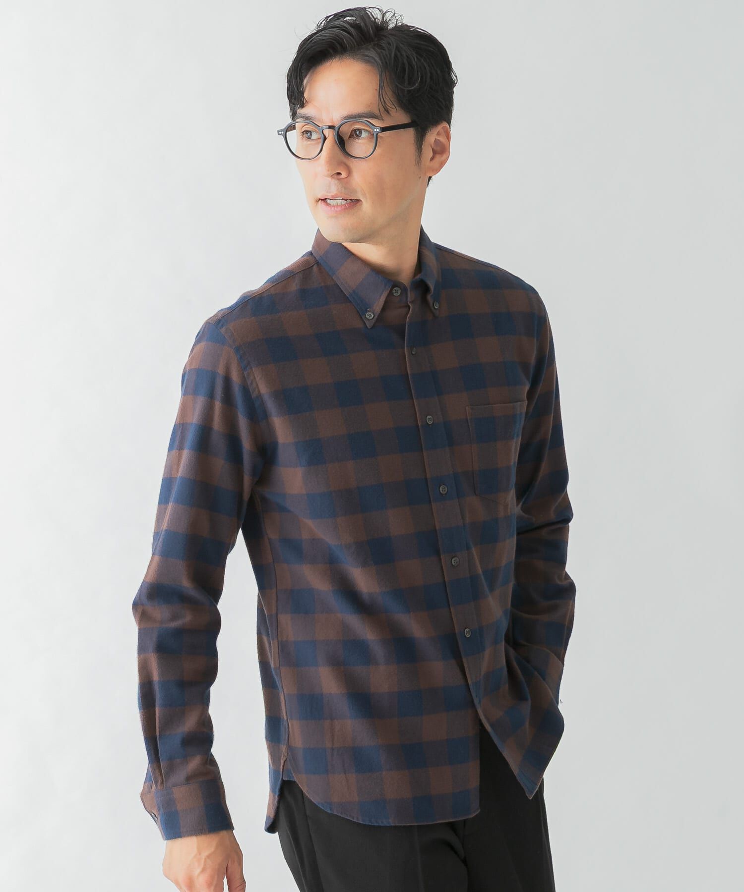 URBAN RESEARCH ROSSO「『抗菌 / 防臭』『XXLサイズあり』ハイパフォーマンスフランネルシャツ」|シャツ・ブラウス|ブラウン系その他