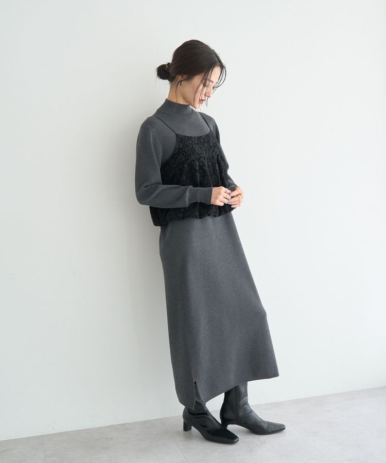 YECCA VECCA「【2点SET】バルーンキャミ付きニットワンピース」|ワンピース|