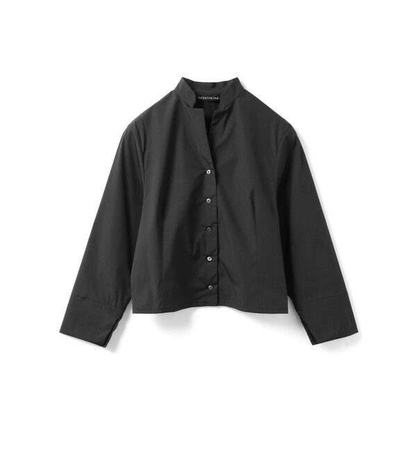 mizuiro ind「mizuiro ind スタンドカラーショートシャツ」|シャツ・ブラウス|ブラック