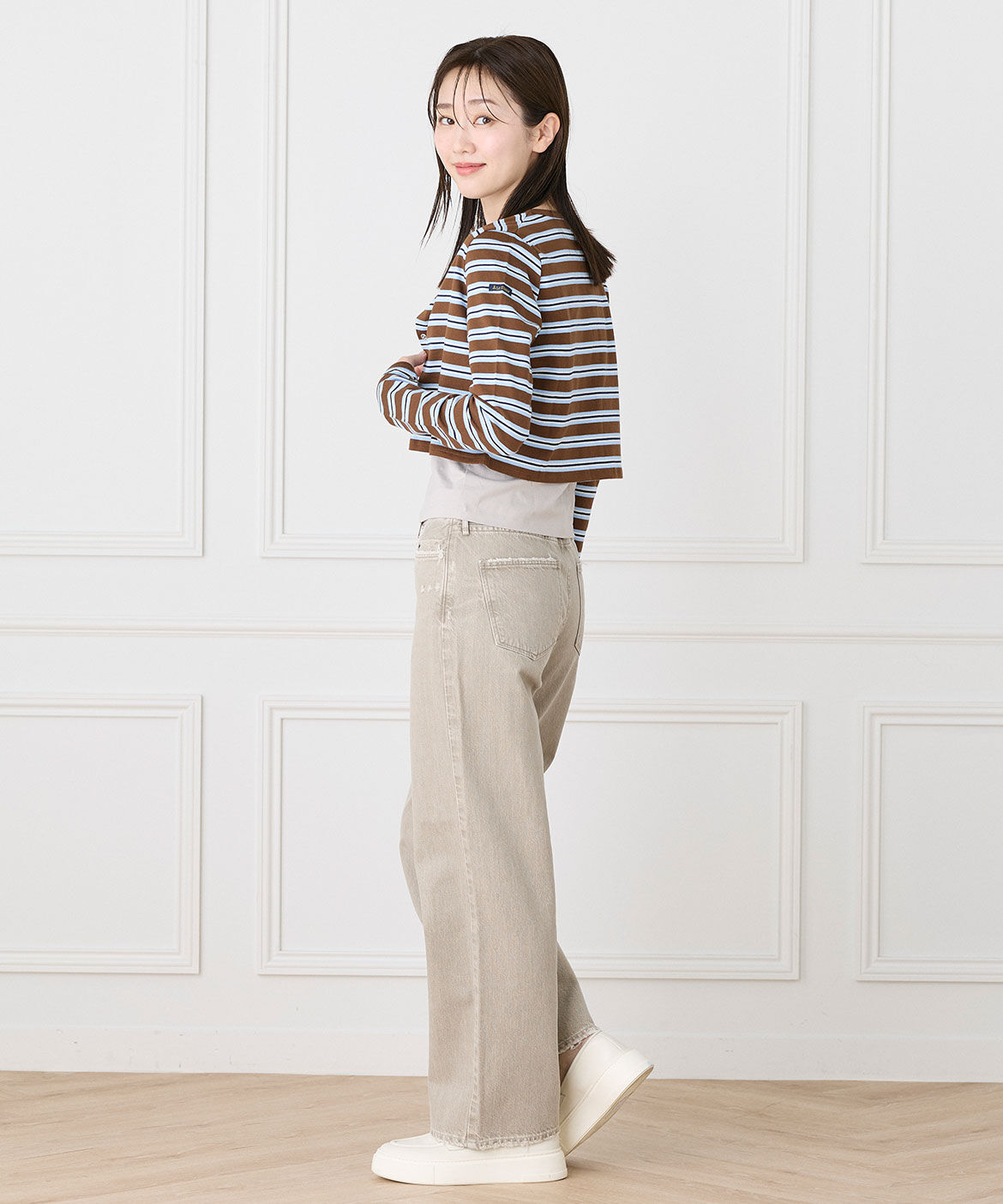 INED「ルミノア ボーダーショートカーディガン　SHORT CARDIGAN《Le minor》」|Tシャツ・カットソー|
