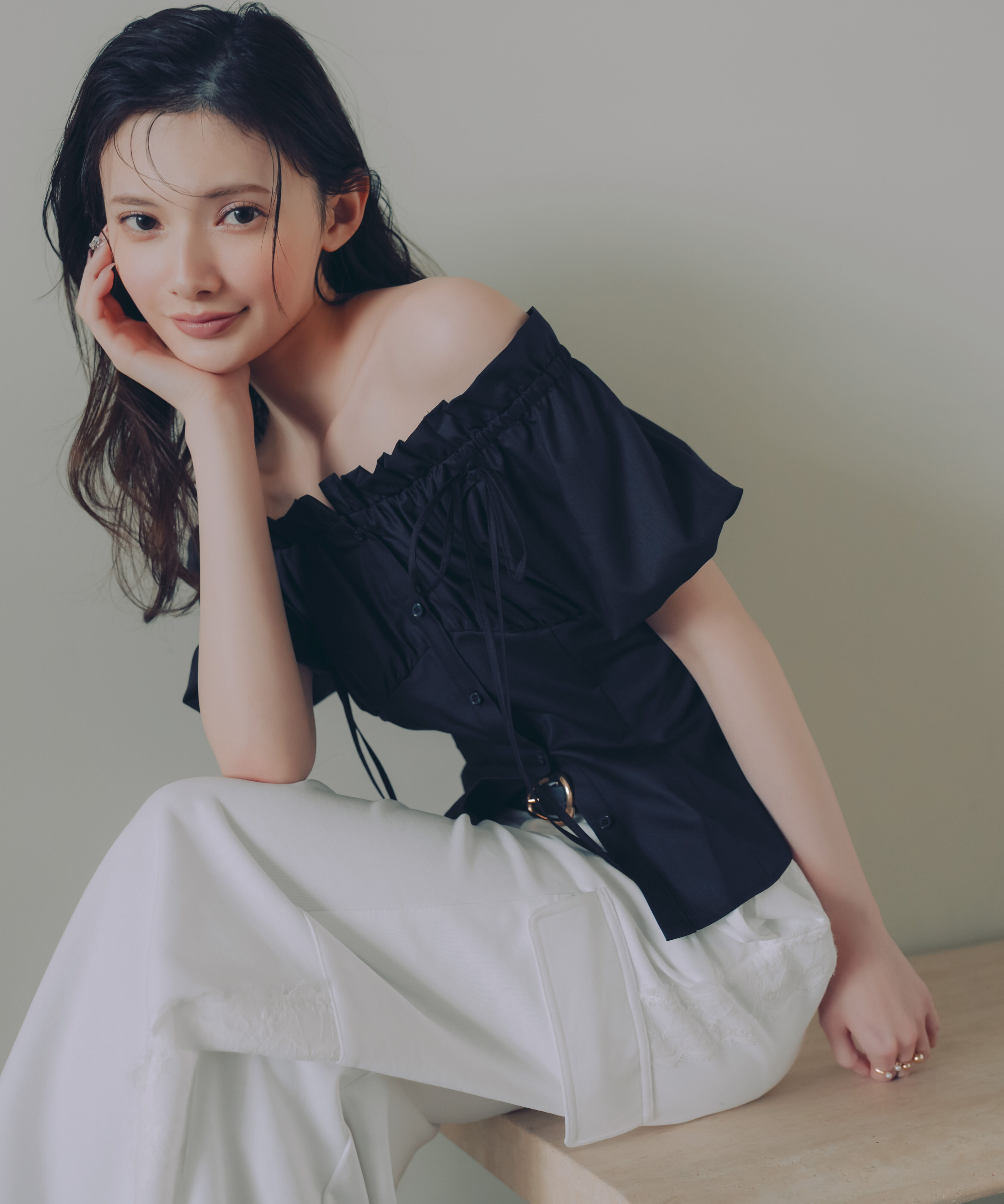 PROPORTION BODY DRESSING「＜青島心さんコラボ＞コラボオフショルリボンブラウス」|シャツ・ブラウス|