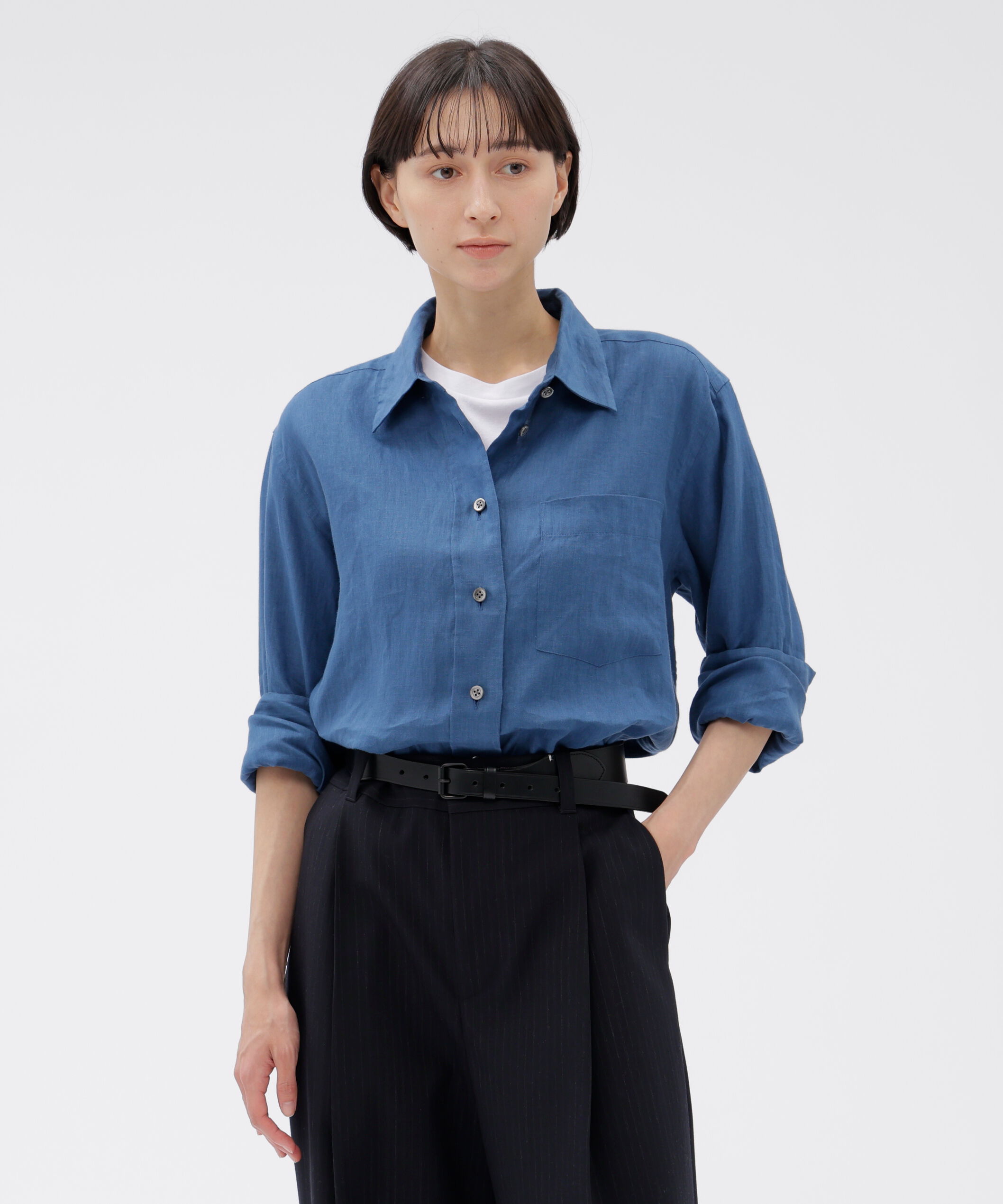  「LIGHTWEIGHT LINEN SHIRT」|シャツ・ブラウス|BLUE
