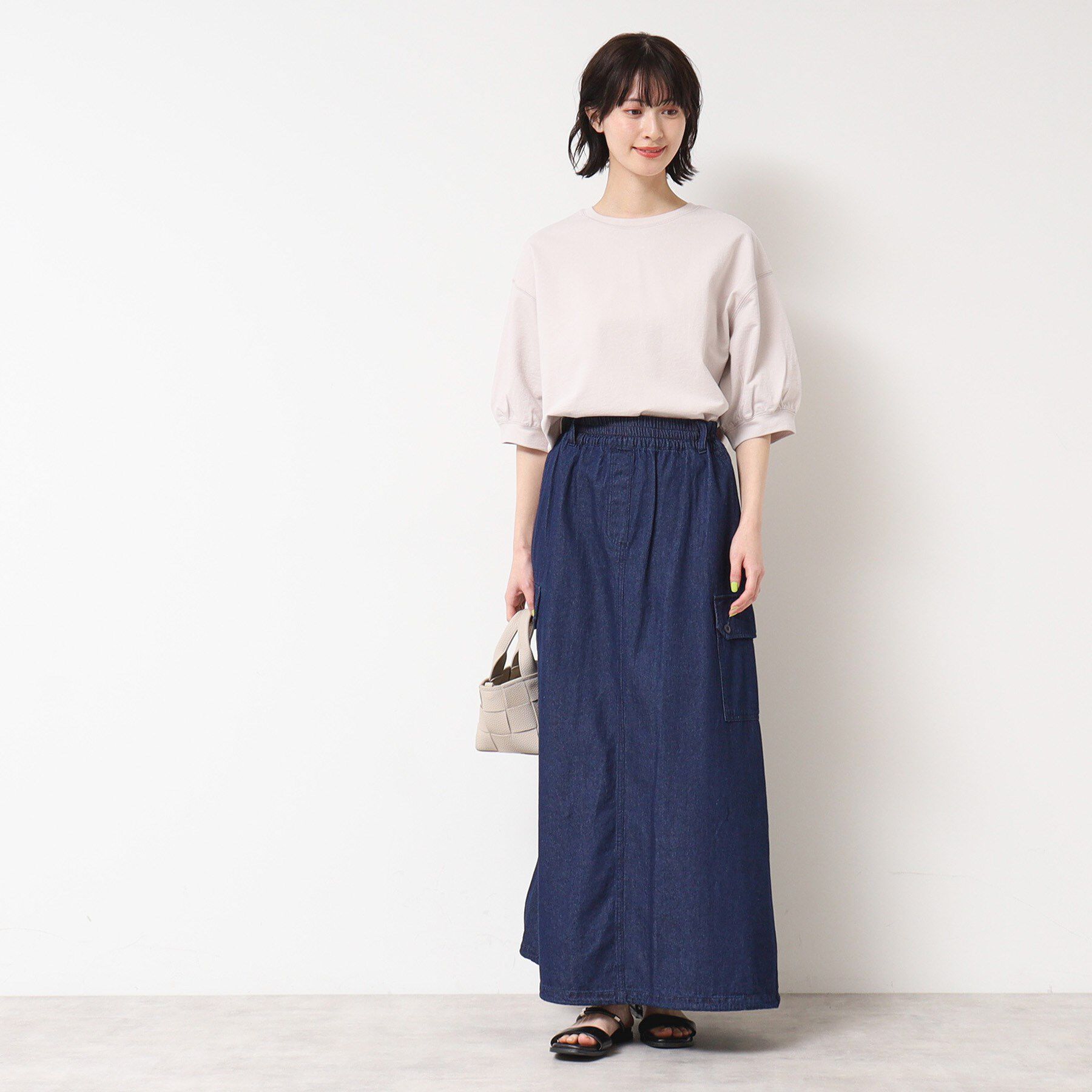 Dessin「【360度可愛い・洗える】バックヘンリーカットソー（5分袖/XS～L）」|Tシャツ・カットソー|