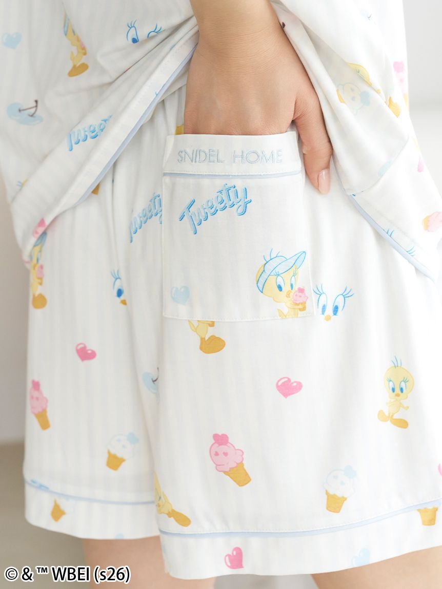SNIDEL HOME「【WEB限定】【セット商品】【Tweety】開襟シャツ&カットショートパンツSET」|ルームウェア|