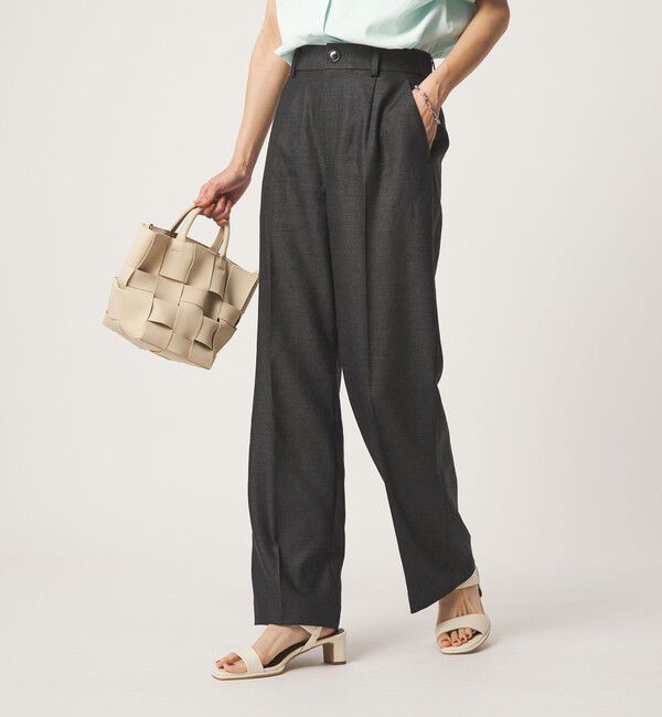 UNITED ARROWS green label relaxing「［size SHORT/TALLあり］リネンライク セミフレア パンツ 」|その他|DK.GRAY