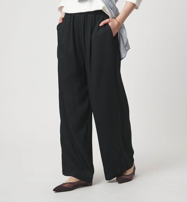 UNITED ARROWS green label relaxing「【WEB限定】＜at ease＞ドロスト ワイド パンツ」|その他|BLACK