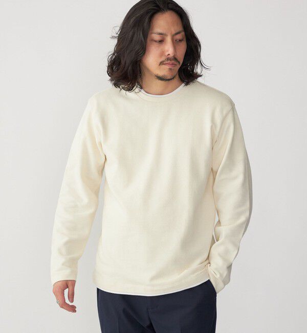 SHIPS「SHIPS: フェイクレイヤード ピケ クルーネック 長袖 カットソー」|Tシャツ・カットソー|ナチュラル