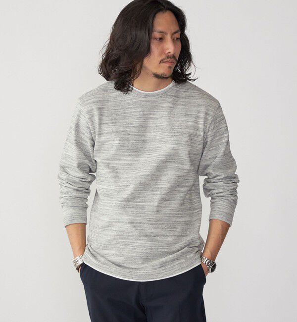 SHIPS「SHIPS: フェイクレイヤード ピケ クルーネック 長袖 カットソー」|Tシャツ・カットソー|