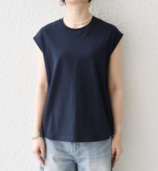 SHIPS any「《予約》SHIPS any:〈洗濯機可能〉バック レース コンビ フレンチスリーブ プルオーバー」|Tシャツ・カットソー|