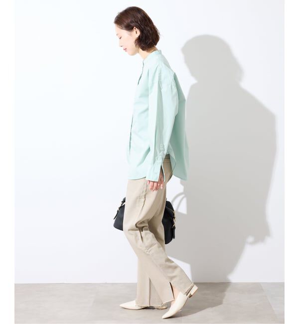 SLOBE IENA「《追加2》ROYAL NAVY/ロイヤルネイビー SLOBE別注 バンドカラーシャツ」|シャツ・ブラウス|