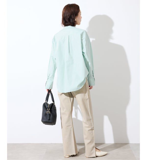SLOBE IENA「《追加2》ROYAL NAVY/ロイヤルネイビー SLOBE別注 バンドカラーシャツ」|シャツ・ブラウス|