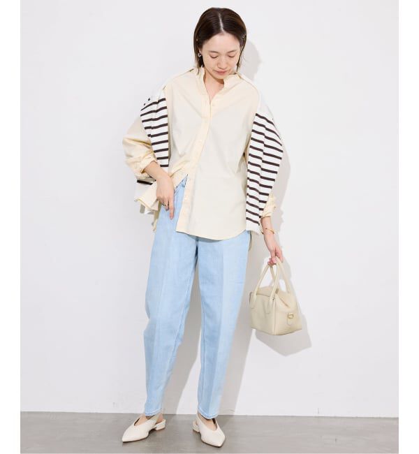 SLOBE IENA「《追加2》ROYAL NAVY/ロイヤルネイビー SLOBE別注 バンドカラーシャツ」|シャツ・ブラウス|