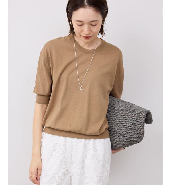 SLOBE IENA「《WEB限定/追加予約/シリーズあり》コットンキュプラハーフスリーブプルオーバー」|ニット・セーター|