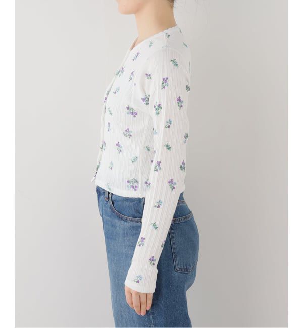 journal standard L'essage「【JANE SMITH/ジェーンスミス】COTTON EYELET RIB FLOWER ：カーディガン」|カーディガン|